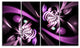 Purple on Black 3D Surreal Art, Floral Canvas Art Print, 48"x28", 4 Panels