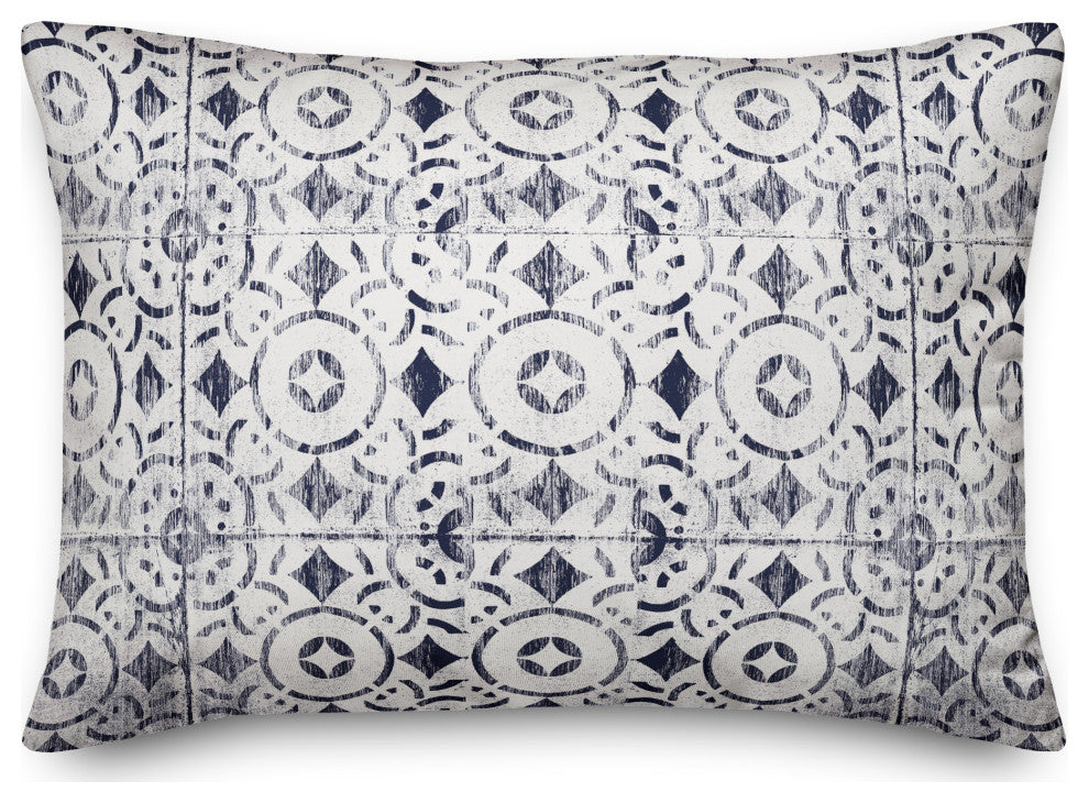 Navy New World Pattern 14x20 Spun Poly Pillow