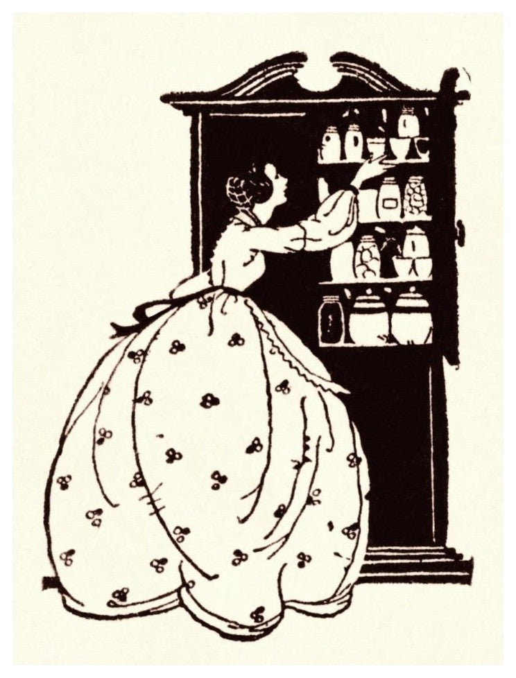 "Homemaker Pulls China From Vitrine" Paper Print by Maxfield Parrish, 14"x18"