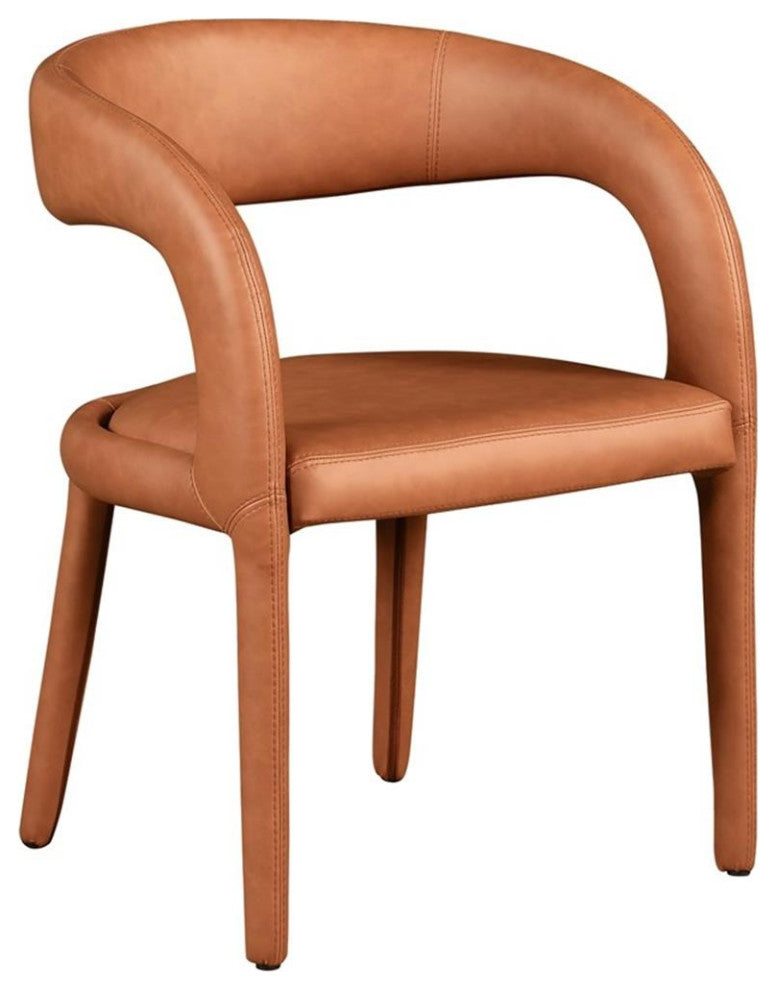 Pemberly Row 18" Contemporary Faux Leather Dining Chair in Orange