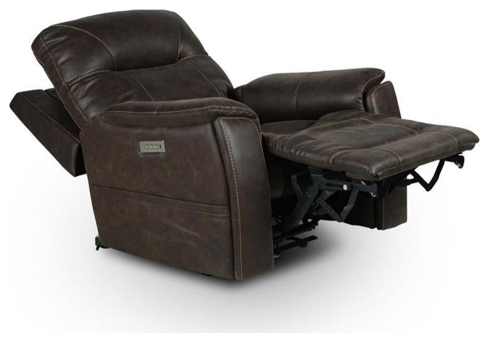 Bowery Hill Transitional Brown Faux Leather Power Media Recliner