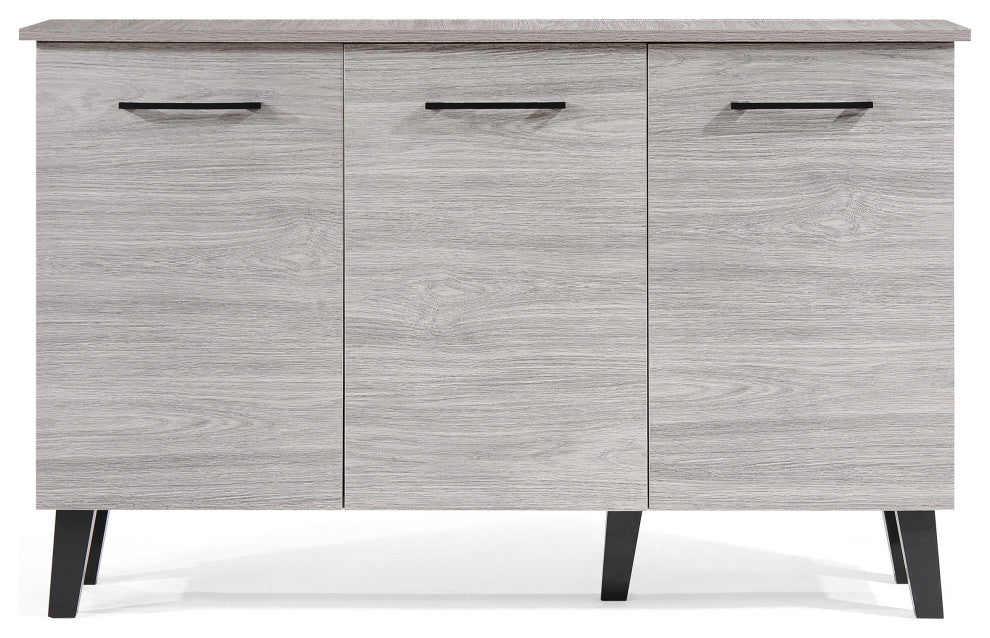 GDF Studio Emilia Mid Century Modern Finished Fiberboard Cabinet, Gray Oak