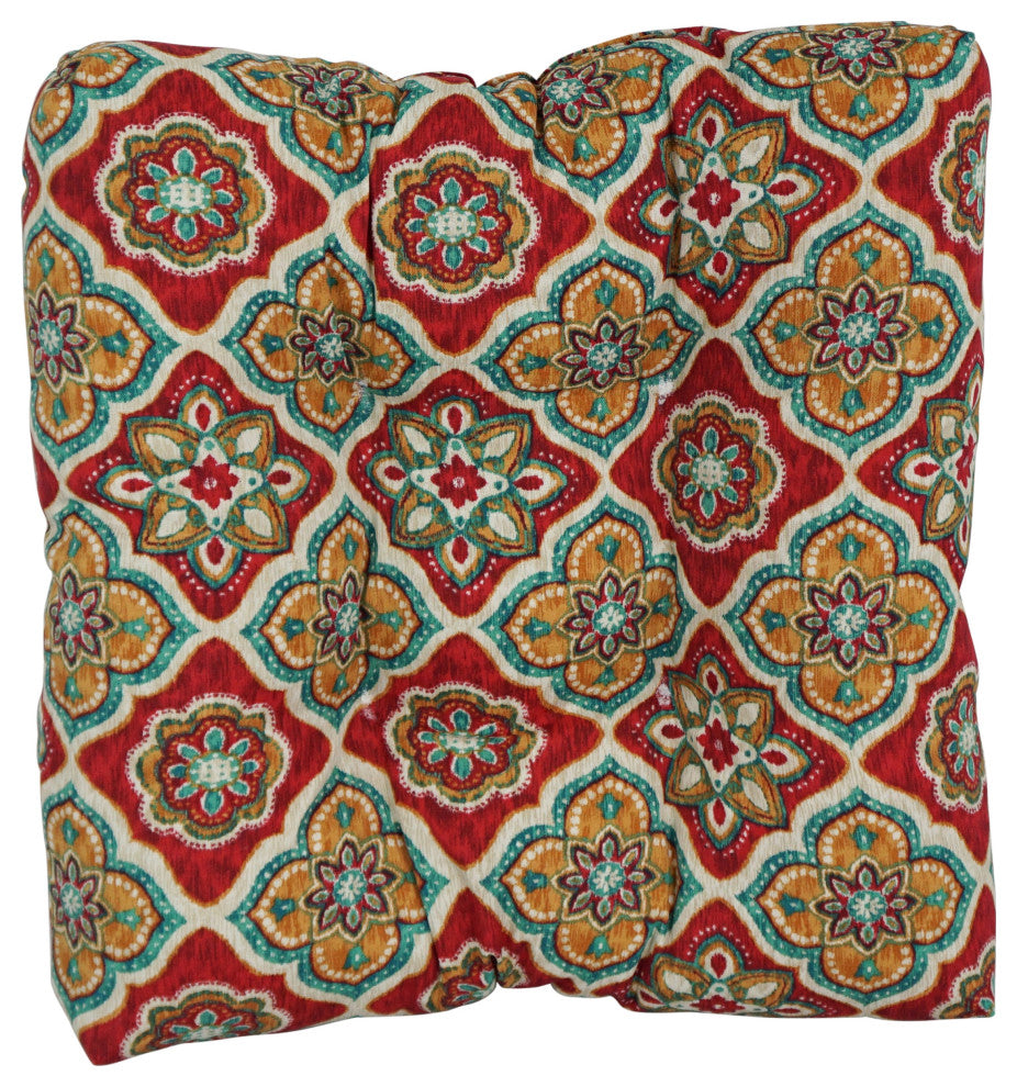 19" Squared Patterned Tufted Dining Chair Cushions, Set of 2, Adonis Jewel