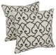 18" Corded Throw Pillows With Inserts, Black and White, Set of 2