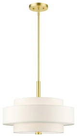 Livex Lighting 50874 Meridian 4 Light 18"W Drum Chandelier - Satin Brass