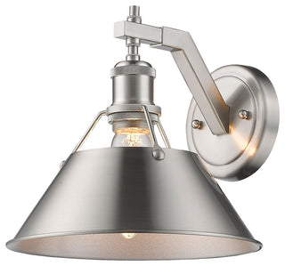 Golden Lighting 3306-1W PW Orwell 10" Tall Wall Sconce - Pewter / Pine Green