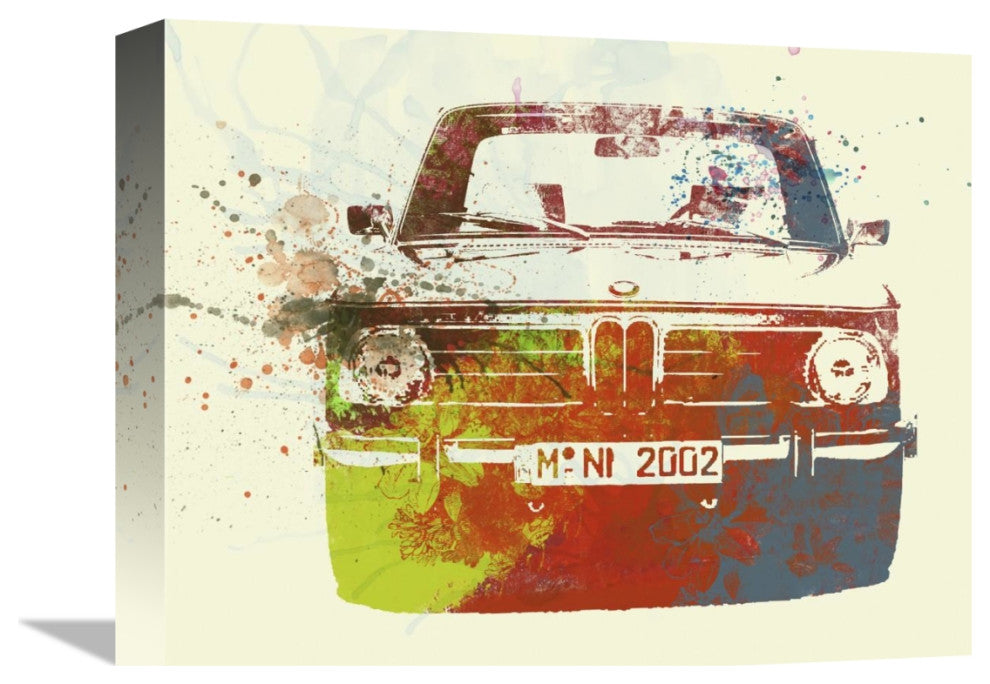 "BMW 2002 Front Watercolor 2" Fine Art Print