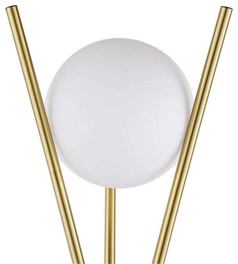 Pemberly Row Contemporary Metal Tripod Floor Lamp in Gold Finish