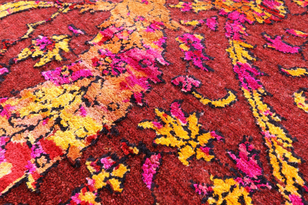 Persian Sickle Leaf Design Wool and Silk Handmade Rug 7' 10" X 10' 1" Q11850
