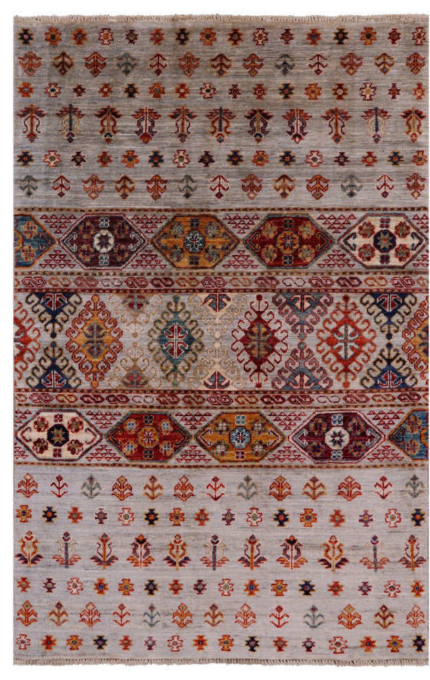 Super Kazak Khorjin Hand Knotted Rug 3' 2" X 4' 11" Q5454