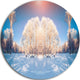 Horizontally Flipped Winter Trees, Seashore Round Metal Wall Art, 23"