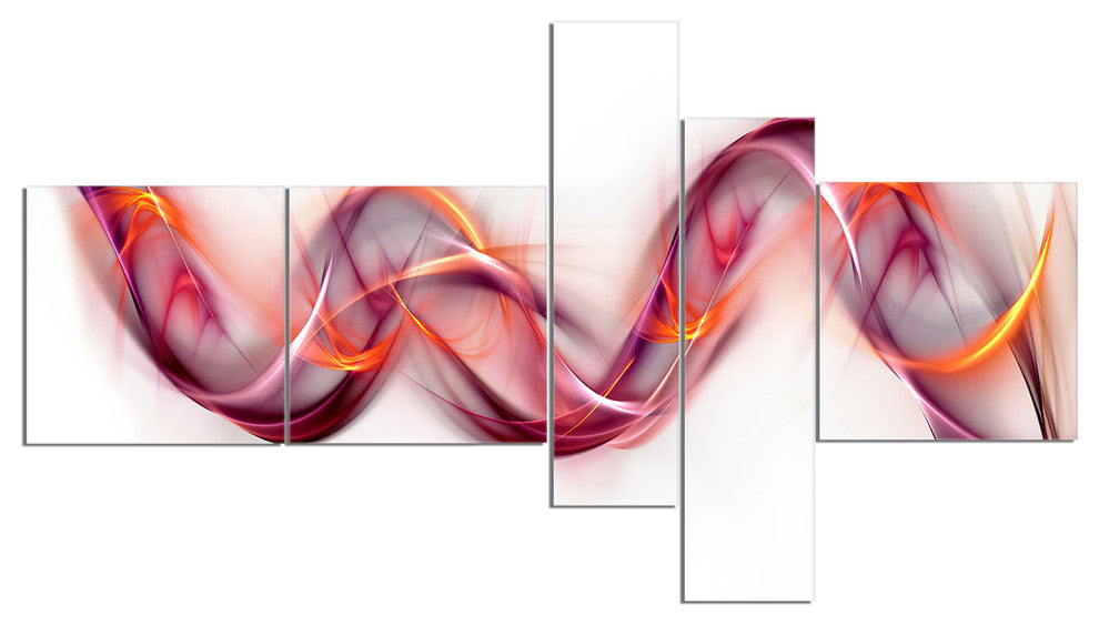 Tangled Pink Gold Waves, Abstract Canvas art print, 60"x32", 5 panels