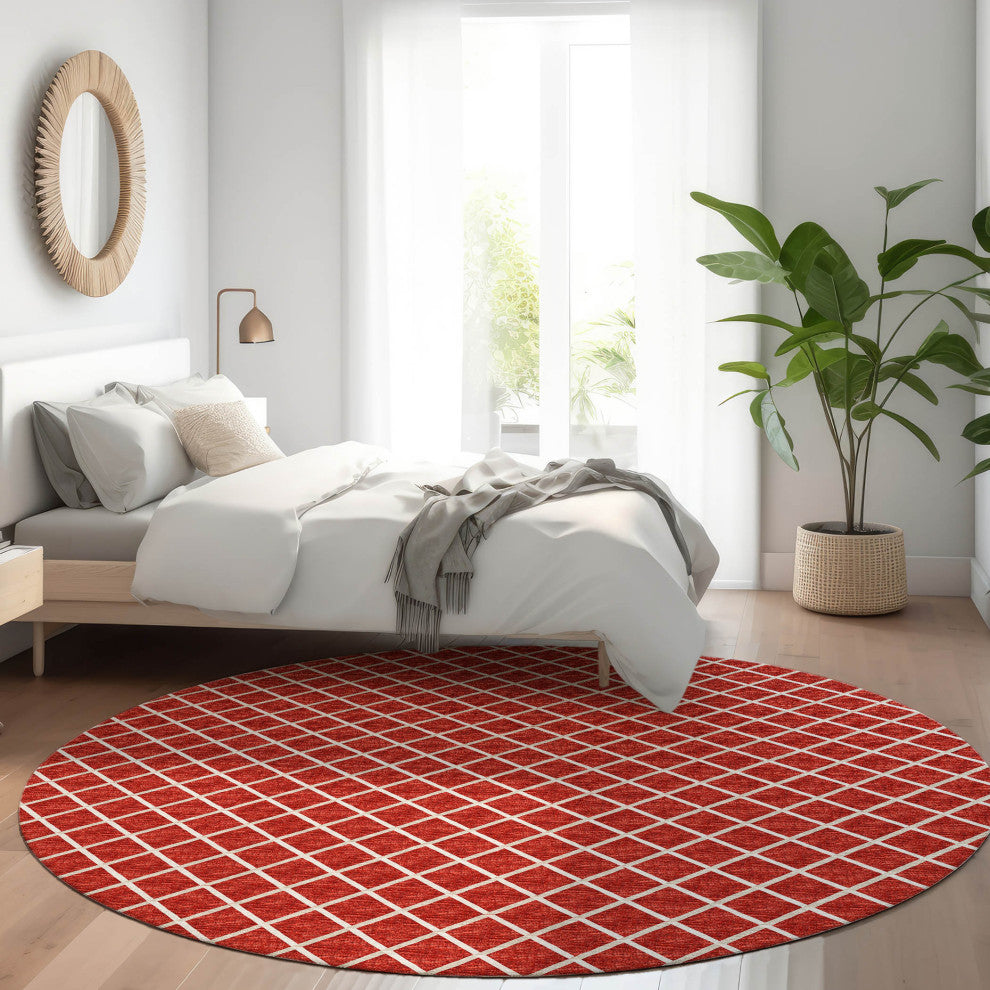 Indoor/Outdoor York YO1 Red Machine Washable 10' x 10' Rug