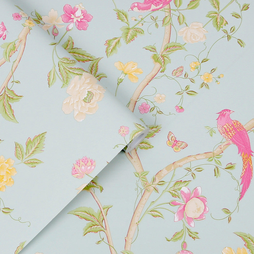 Laura Ashley Summer Palace Wallpaper, Duck Egg