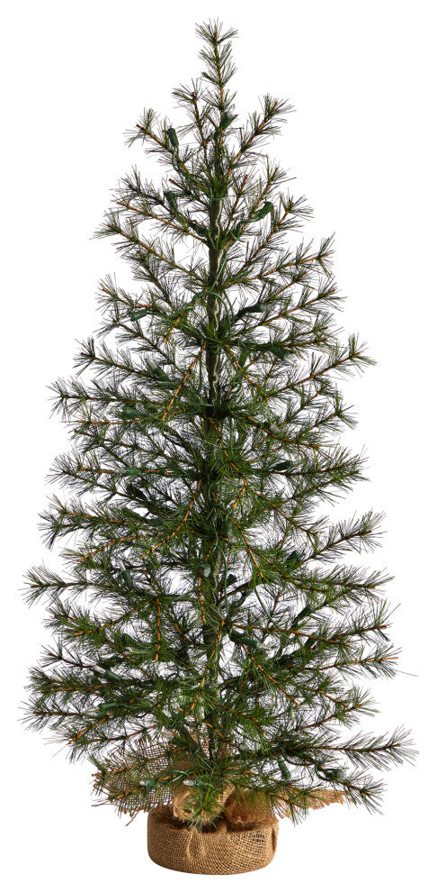 3' Artificial Christmas Tree With 50 Clear LED Lights Set, a Burlap Base