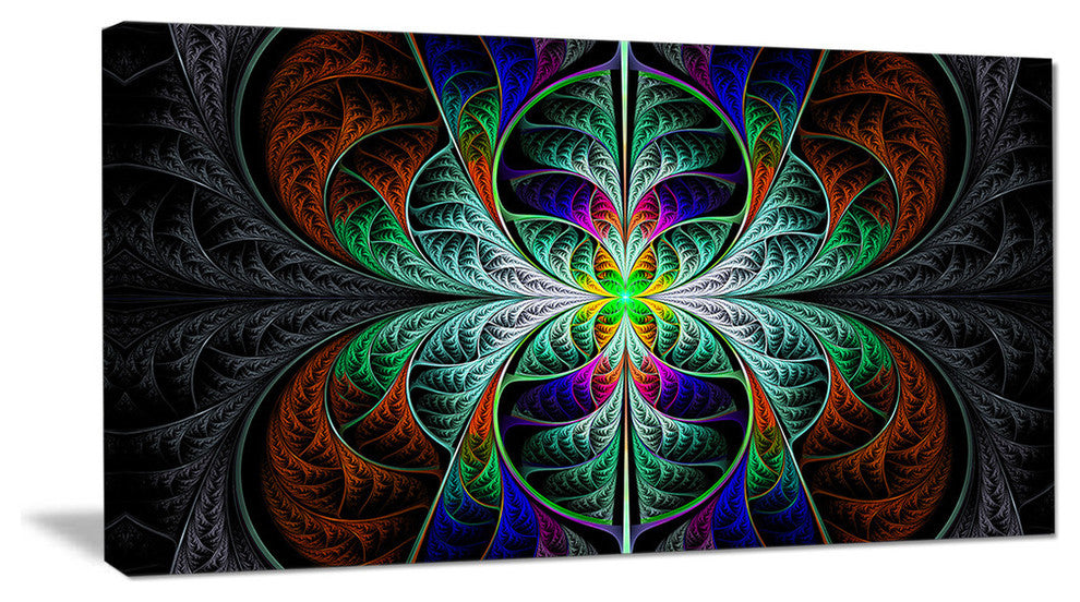 Fabulous Blue Fractal Texture, Oversized Abstract Canvas Art Print, 60x28