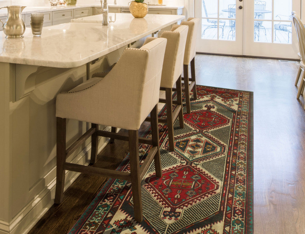 Semi-Antique Chadi Red/Beige Runner, 3'2x10'3
