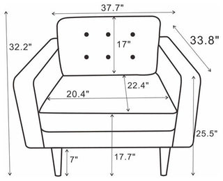 Pemberly Row Mid Century Modern Style Tufted Wide Velvet Armchair in Orange