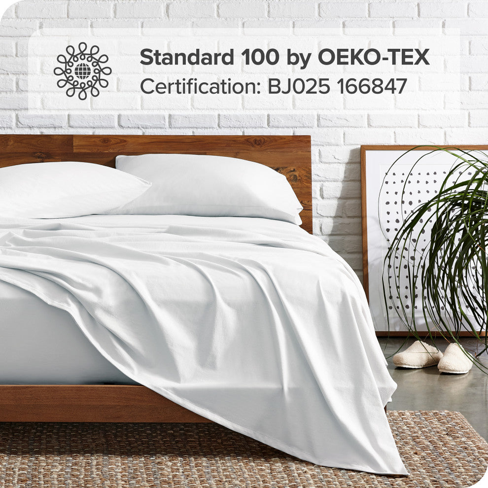 Bare Home 1800 Microfiber Sheet Set, White, Split King