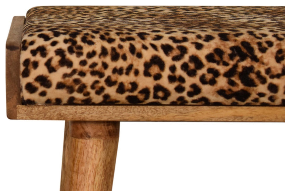 Leopard Velvet Tray Style Footstool