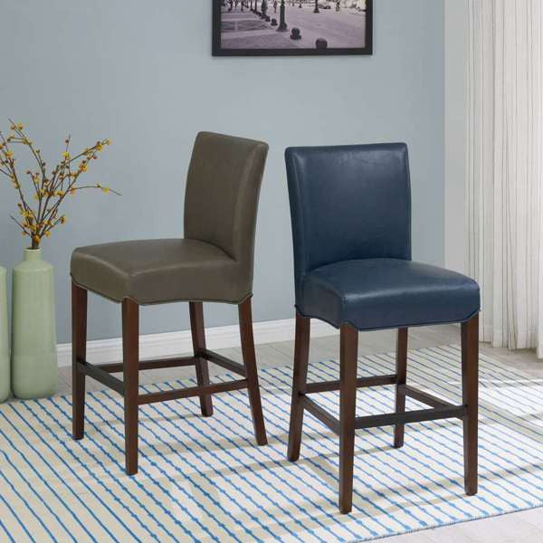 Milton Fabric Stool, Vintage Gray, Counter Stool, Bonded Leather
