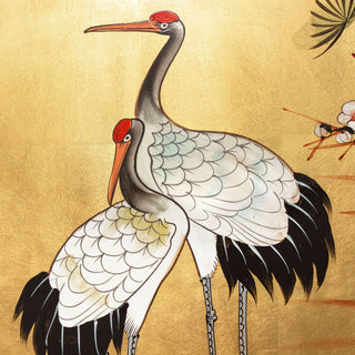 Gold Lacquer Wall Plaque Cranes