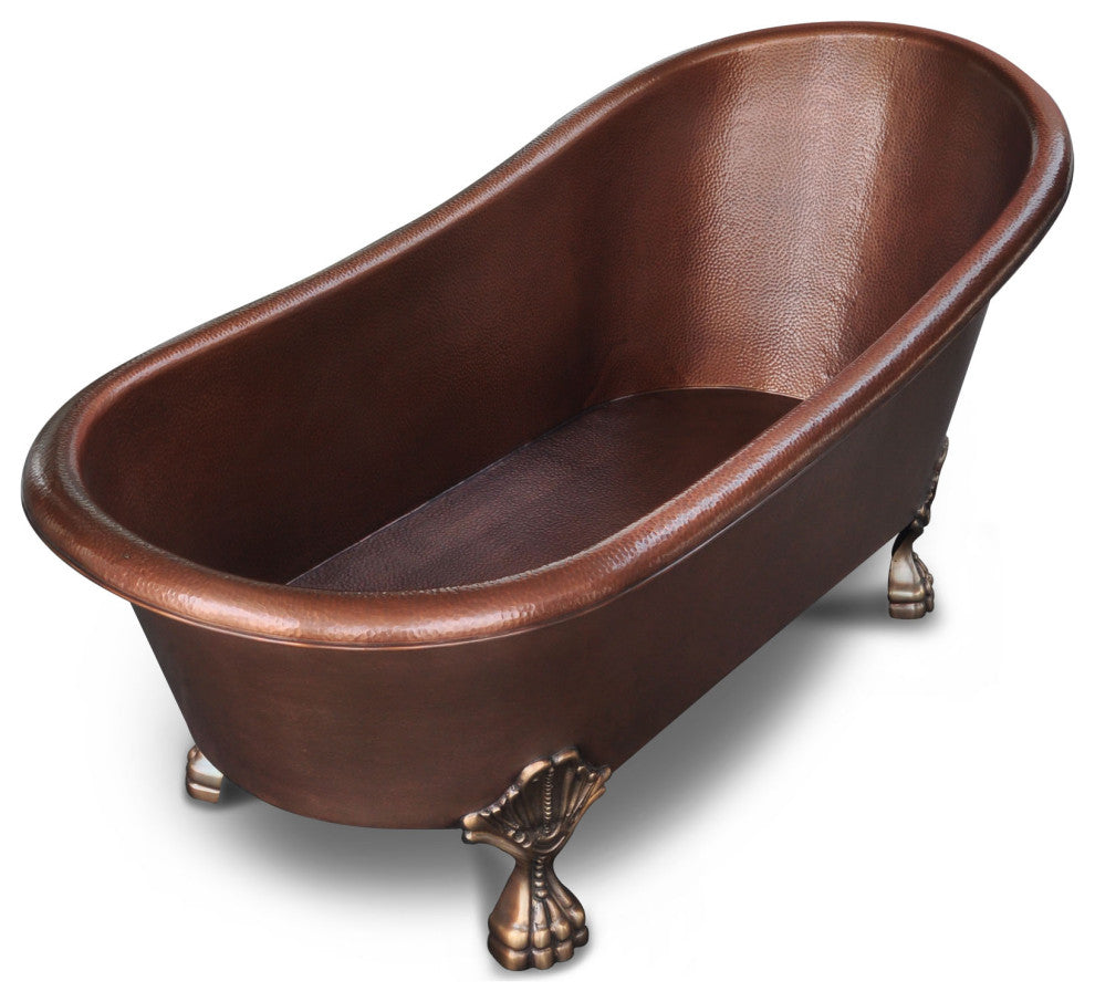 Heisenberg 5'6" Copper Freestanding Clawfoot Bathtub With No Overflow