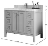 Nashville 42" Single Sink Bath Vanity, White 2" White Quartz