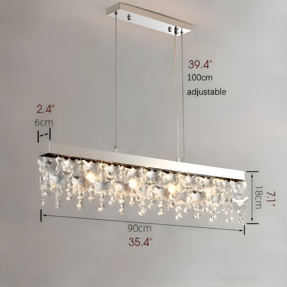 Incisa Scapaccino | Chrome Rectangular Crystal LED Chandelier, Warm Light