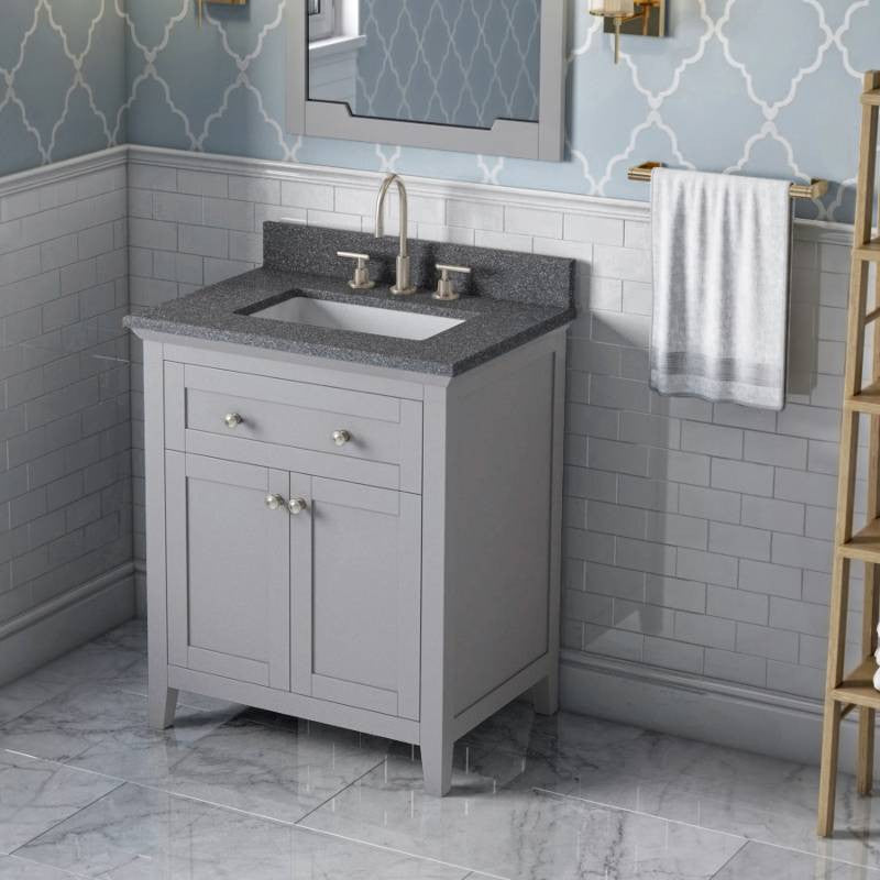 Chatham Traditional 30" Grey Single Sink Vanity, Boulder Cultured Marble Vanity