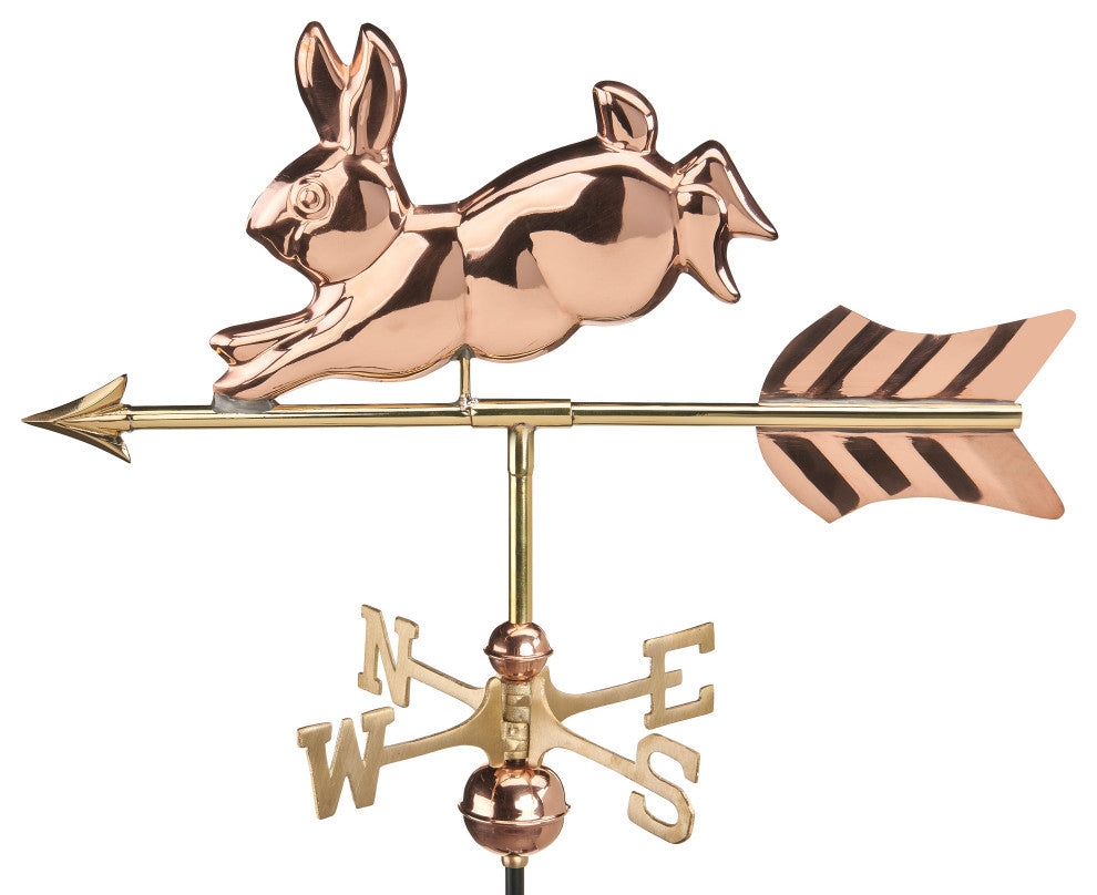 Rabbit Cottage Weathervane Copper WithRoof Mount by Good Directions