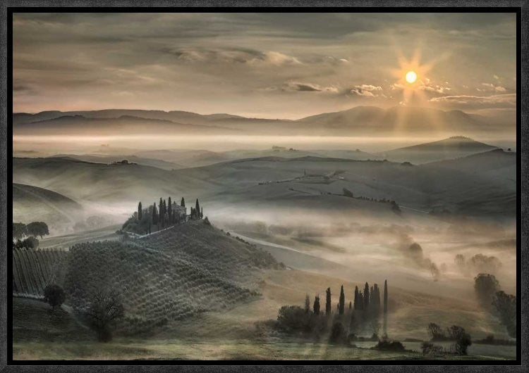"Tuscan Morning" Framed Canvas Giclee by Christian Schweiger, 17x12"