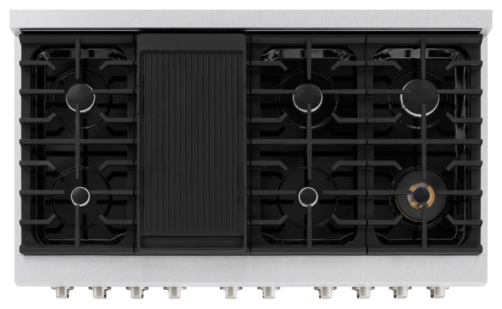 ZLINE 48" Gas Range, DuraSnow Steel With Black Matte SGRS-BLM-48