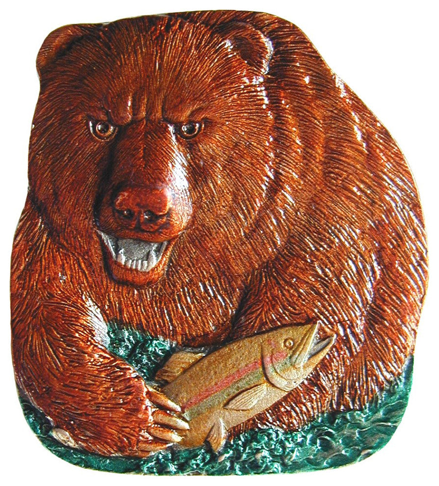Shore Lunch (Bear) Knob Hand-tinted Antique Pewter