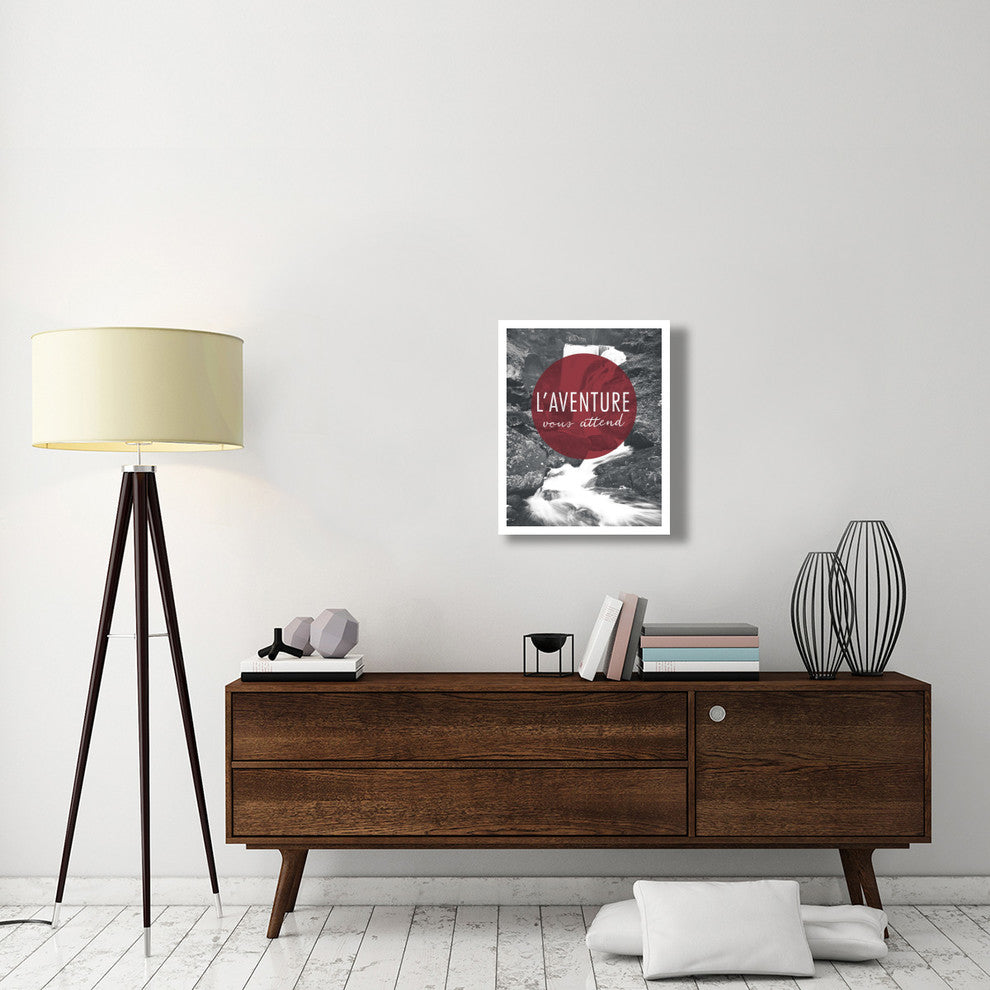 "Adventure is Out There Red French" Paper Print by Laura Marshall, 22"x26"
