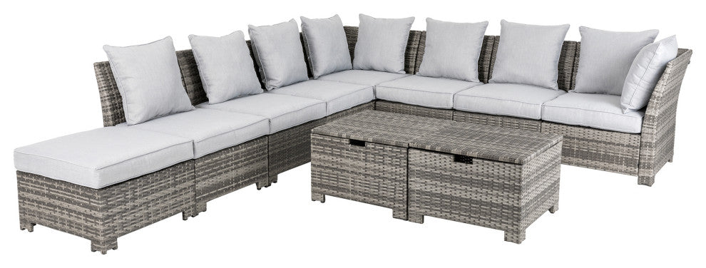 10 Piece Outdoor Patio All-Weather Wicker Sectional