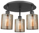 Cobbleskill-3 Light 17" Flush Mount-Matte Black, Mercury Glass Shade