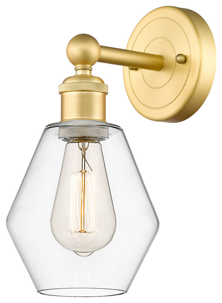 Edison Cindyrella 1-Light 6" Sconce, Satin Gold, Clear Shade