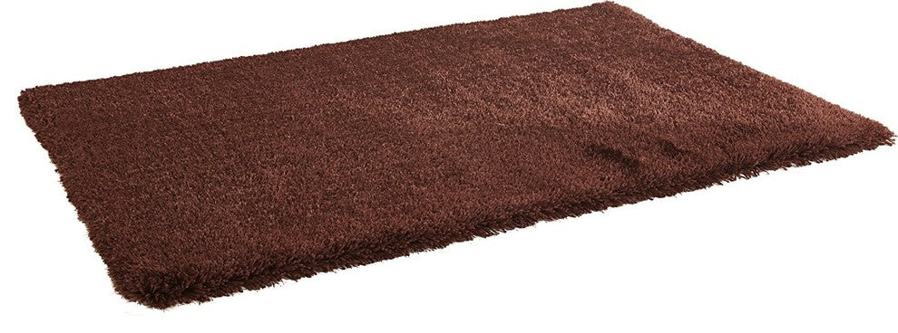 Authentic Solid Brown Shaggy Hand-Tufted Area Rug, 60"x84"