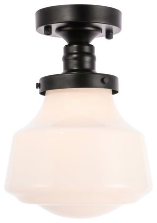 Living District Lyle 1-Light Metal & Glass Flush Mount in Black/Frosted White