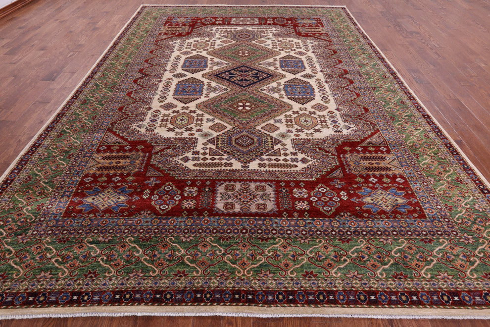 Super Kazak Hand-Knotted Wool Rug 9' 10" X 13' 7" Q10529