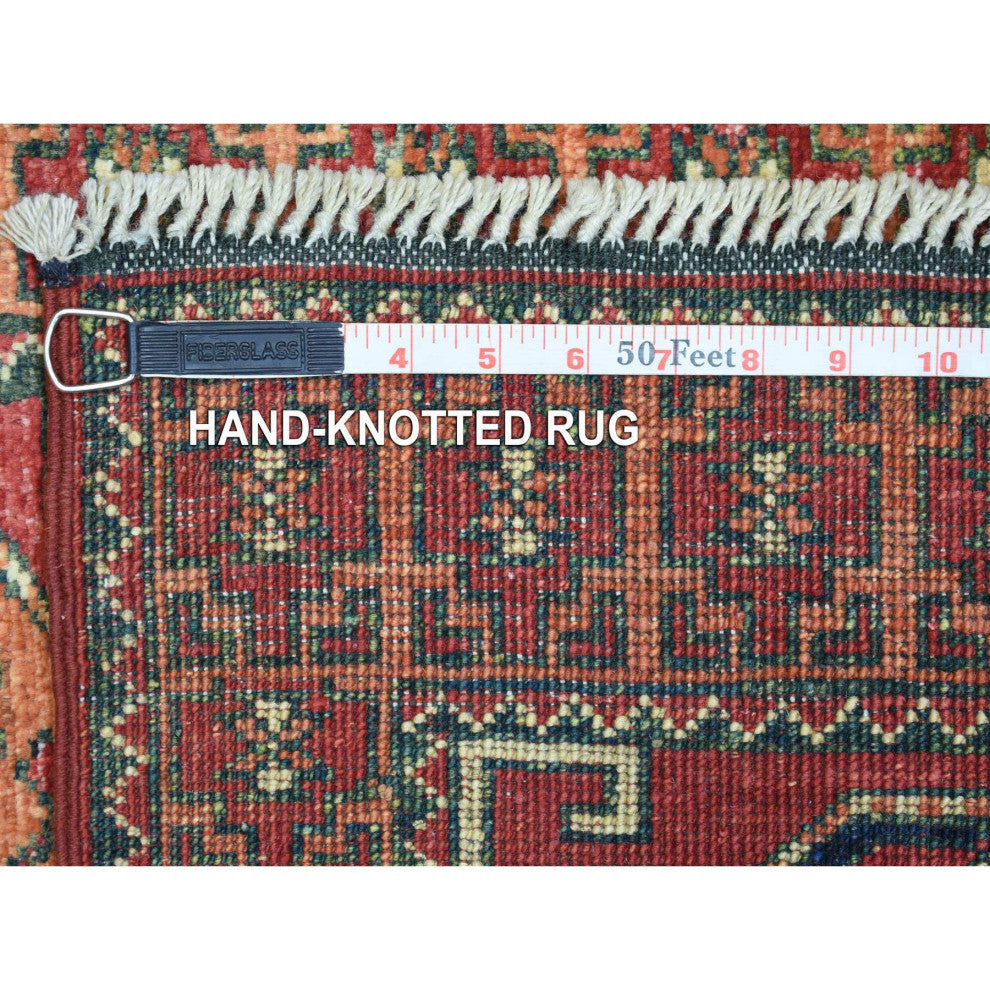 Brick Red with Elephant Feet Design, Pure Wool Hand Knotted Rug, 2'0" x 2'10"