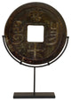 Chinese Stone Coin with Iron Stand
