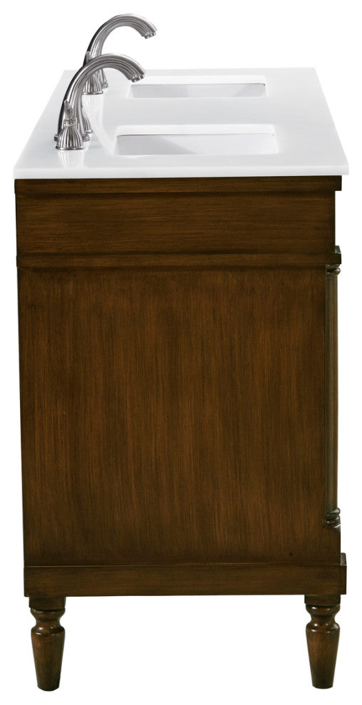 Home Living 60" Single Bathroom Vanity, Walnut With Engineered Marble Top