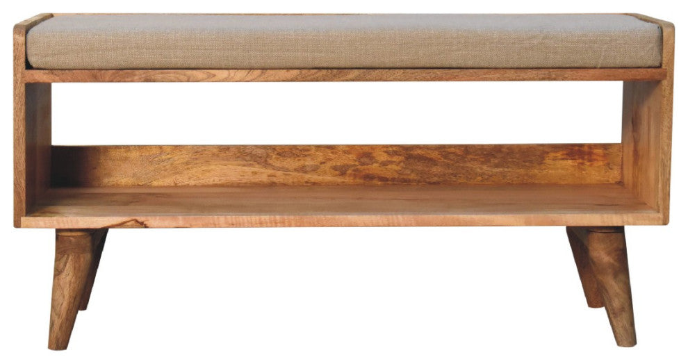 Oak-ish Nordic Storage Bench With Mud Linen