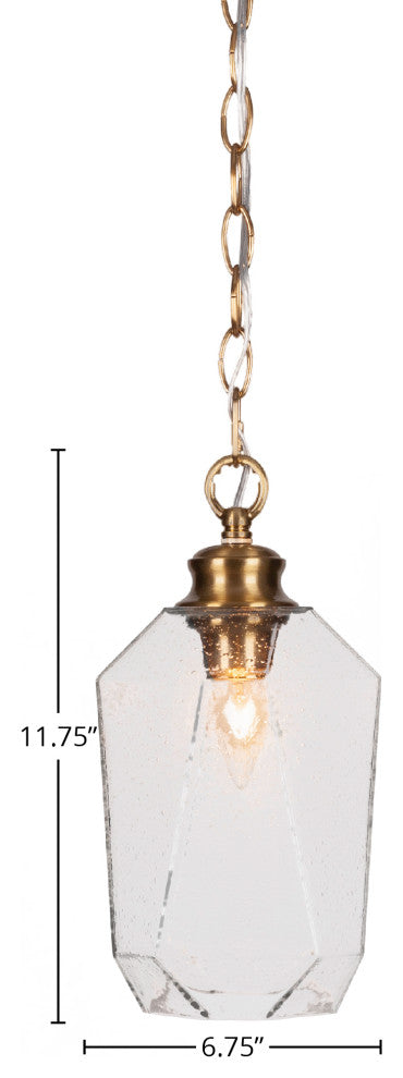 Rocklin 1-Light Chain Hung Pendant, New Age Brass/Clear Bubble