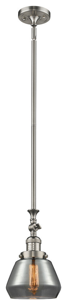 Fulton 1-Light LED Mini Pendant, Brushed Satin Nickel, Glass: Plated Smoked