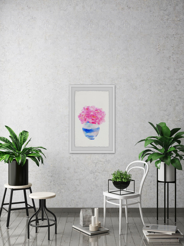 "Bushy Pink Vase" Framed Painting Print, 30"x45"