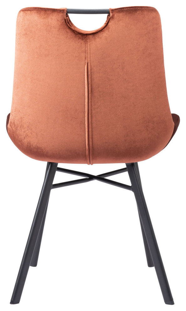 Dining Chair, Set of 2, Steel Metal, Fabric, Brown, Black, Kitchen Cafe Bistro