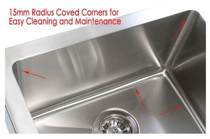 Stainless Steel Curved Front Farm Apron Single Bowl Kitchen Sink, 30"